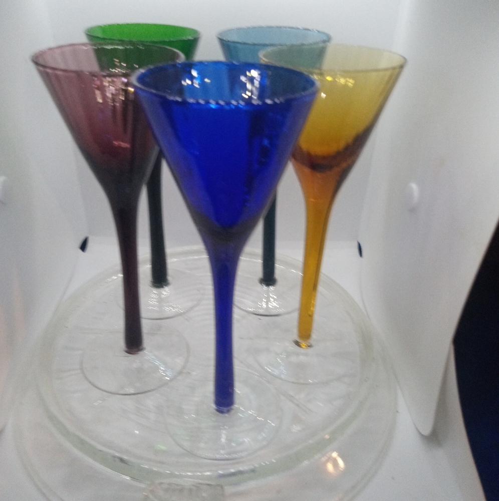 Colorful Glass Wine Goblets Set